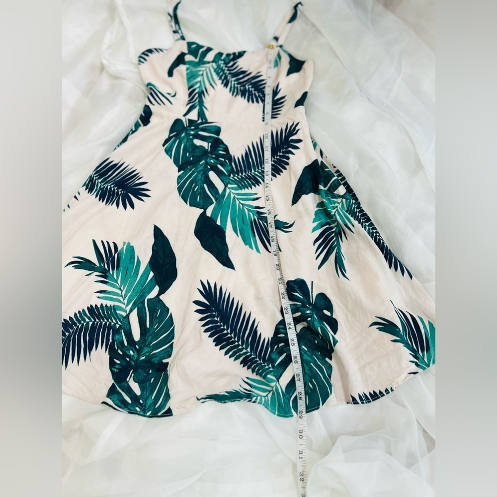 Old Navy Women's Pink Green Palm Leaf Printed Cami Sleeveless Dress Size Medium - Picture 12 of 13